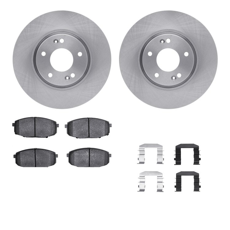 6312-03059 Brake Rotors with 3000-Series Ceramic Brake Pads Kit with Hardware, 2010-2013 Kia/Hyundai/Genesis, Position: Front