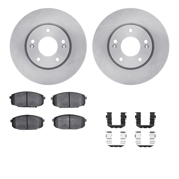 6312-03060 Brake Rotors with 3000-Series Ceramic Brake Pads Kit with Hardware, 2009-2012 Kia/Hyundai/Genesis, Position: Front