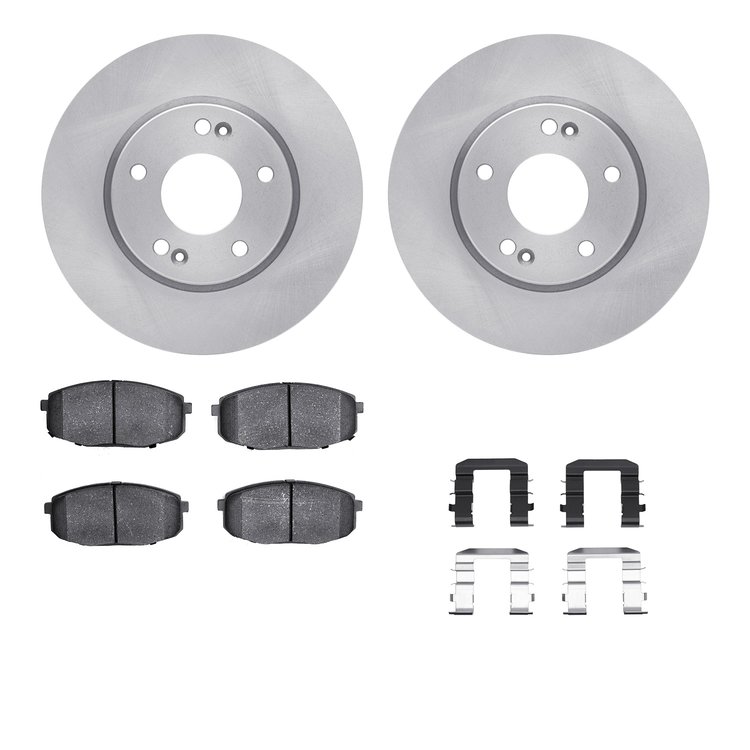6312-03061 Brake Rotors with 3000-Series Ceramic Brake Pads Kit with Hardware, 2014-2016 Kia/Hyundai/Genesis, Position: Front
