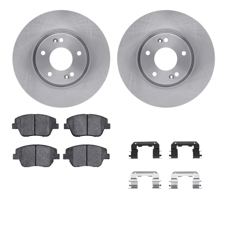6312-03065 Brake Rotors with 3000-Series Ceramic Brake Pads Kit with Hardware, 2009-2016 Kia/Hyundai/Genesis, Position: Front