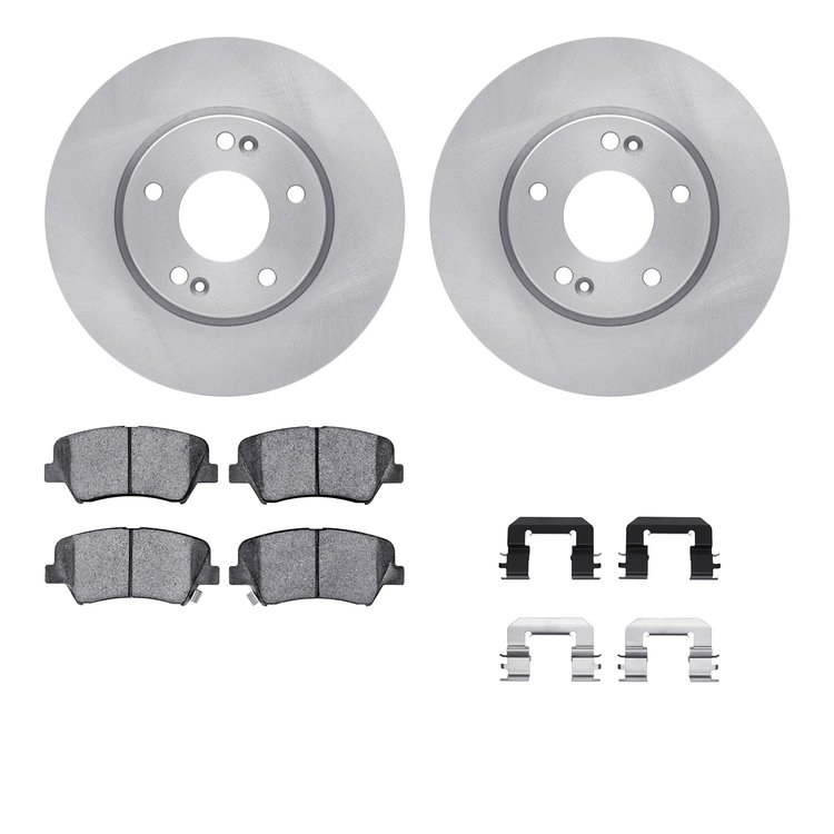 6312-03069 Brake Rotors with 3000-Series Ceramic Brake Pads Kit with Hardware, 2012-2016 Kia/Hyundai/Genesis, Position: Front