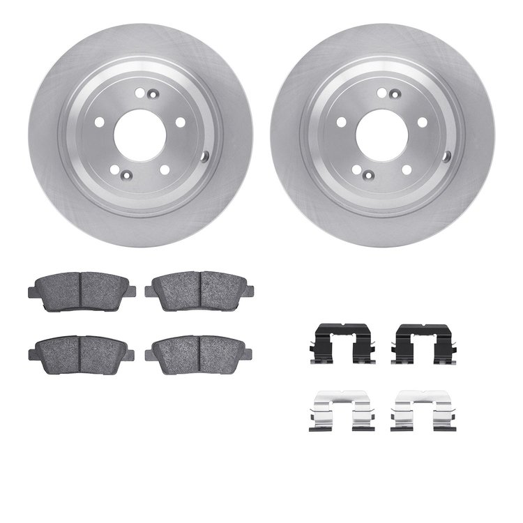 6312-03070 Brake Rotors with 3000-Series Ceramic Brake Pads Kit with Hardware, 2010-2017 Kia/Hyundai/Genesis, Position: Rear
