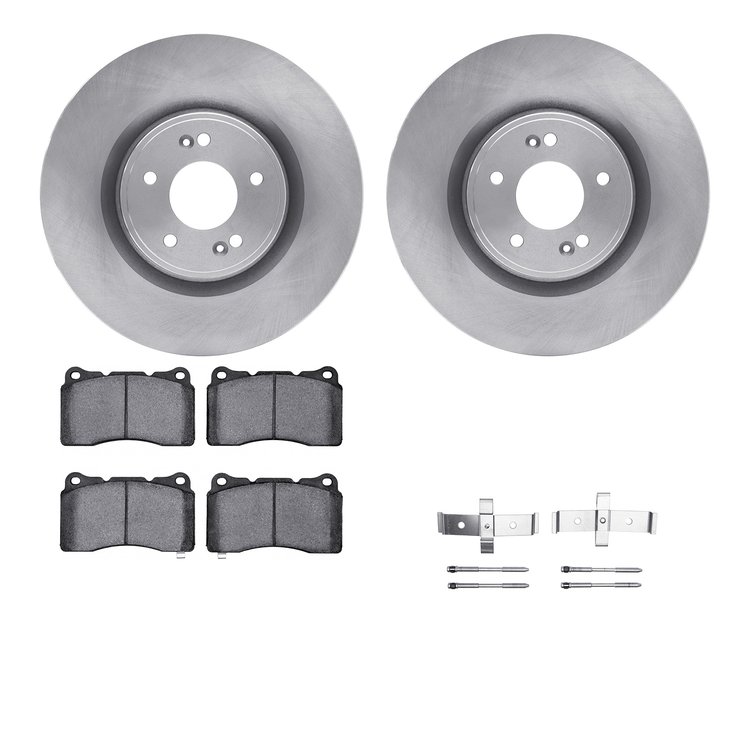 6312-03075 Brake Rotors with 3000-Series Ceramic Brake Pads Kit with Hardware, 2010-2016 Kia/Hyundai/Genesis, Position: Front