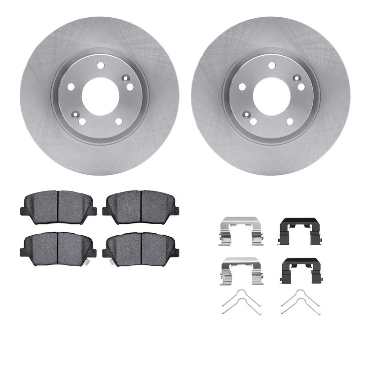 6312-03084 Brake Rotors with 3000-Series Ceramic Brake Pads Kit with Hardware, 2010-2013 Kia/Hyundai/Genesis, Position: Front