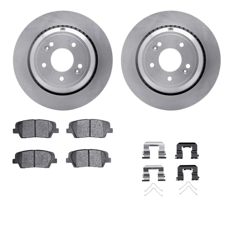 6312-03086 Brake Rotors with 3000-Series Ceramic Brake Pads Kit with Hardware, 2011-2017 Kia/Hyundai/Genesis, Position: Rear