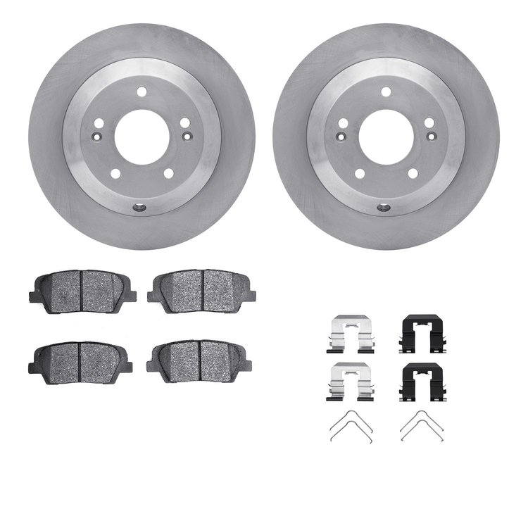 6312-03090 Brake Rotors with 3000-Series Ceramic Brake Pads Kit with Hardware, 2010-2019 Kia/Hyundai/Genesis, Position: Rear