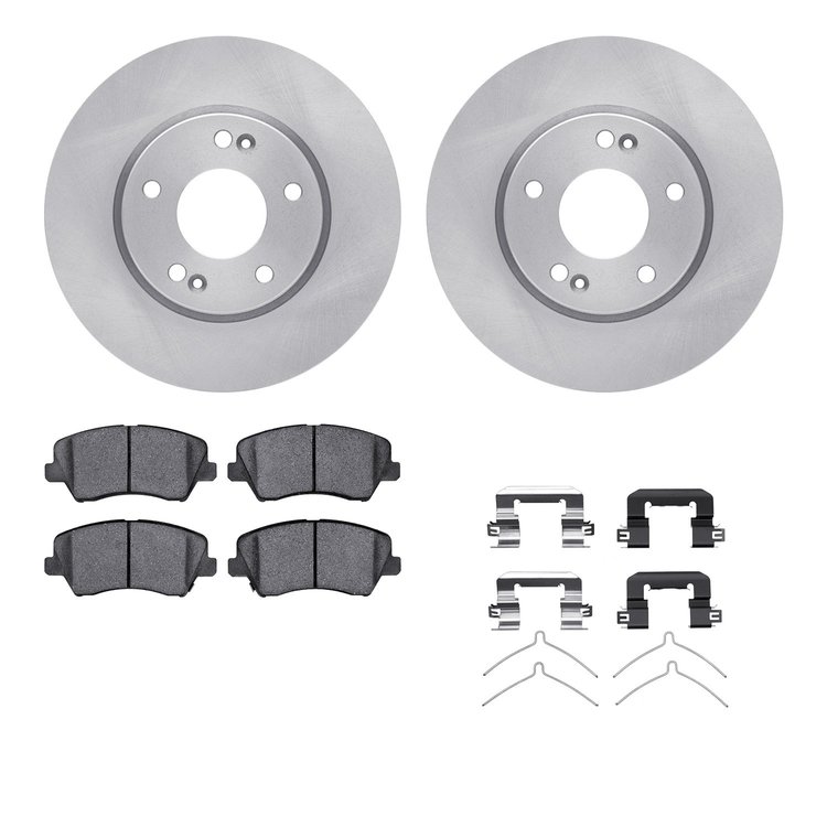 6312-03092 Brake Rotors with 3000-Series Ceramic Brake Pads Kit with Hardware, 2016-2021 Kia/Hyundai/Genesis, Position: Front