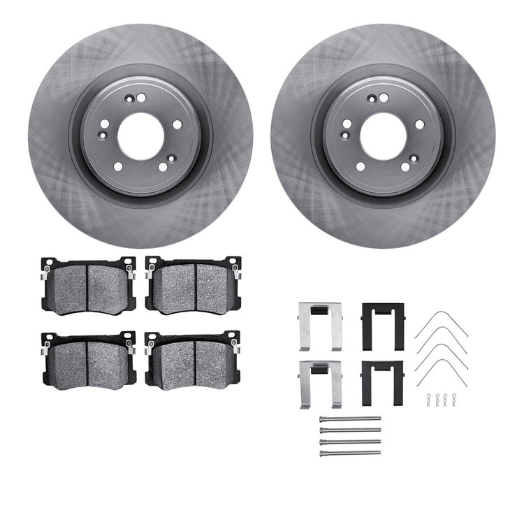 6312-03105 Brake Rotors with 3000-Series Ceramic Brake Pads Kit with Hardware, 2018-2020 Kia/Hyundai/Genesis, Position: Front
