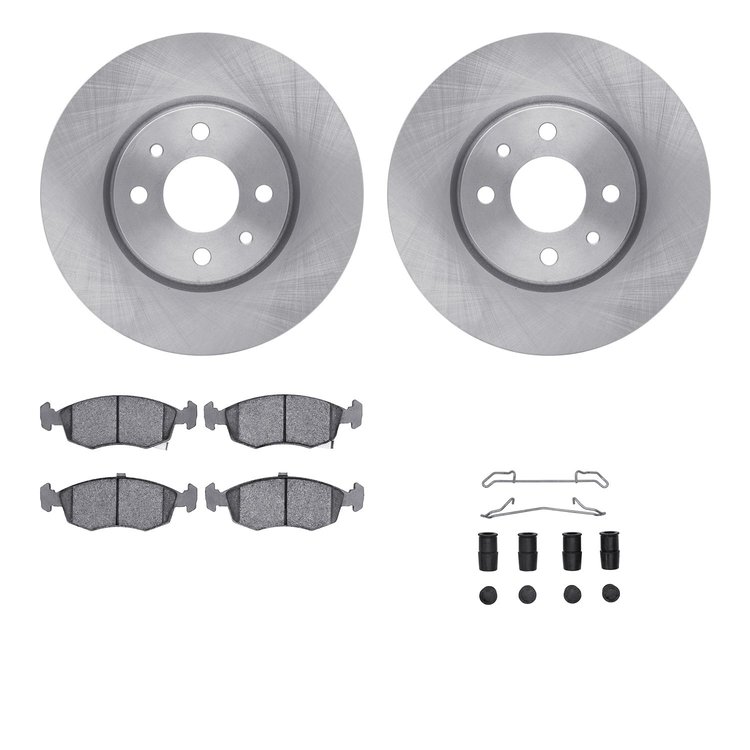 6312-07004 Brake Rotors with 3000-Series Ceramic Brake Pads Kit with Hardware, 2012-2019 Mopar, Position: Front