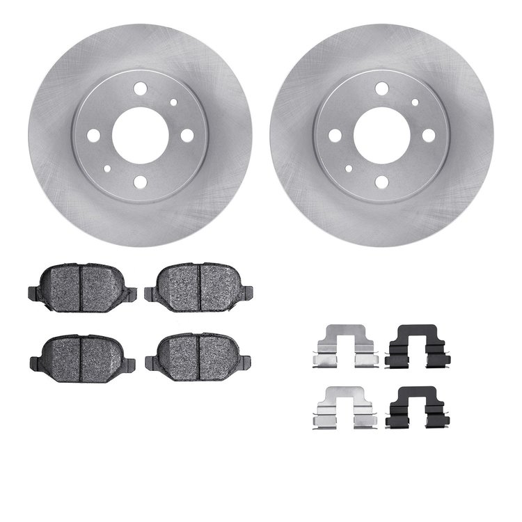 6312-07005 Brake Rotors with 3000-Series Ceramic Brake Pads Kit with Hardware, 2009-2019 Mopar, Position: Rear