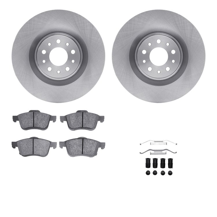 6312-07008 Brake Rotors with 3000-Series Ceramic Brake Pads Kit with Hardware, 2014-2019 Mopar, Position: Front