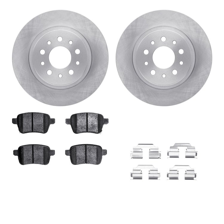6312-07009 Brake Rotors with 3000-Series Ceramic Brake Pads Kit with Hardware, 2014-2019 Mopar, Position: Rear