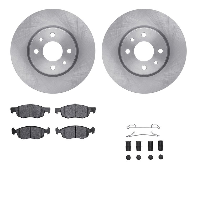 6312-07011 Brake Rotors with 3000-Series Ceramic Brake Pads Kit with Hardware, 2015-2018 Mopar, Position: Front