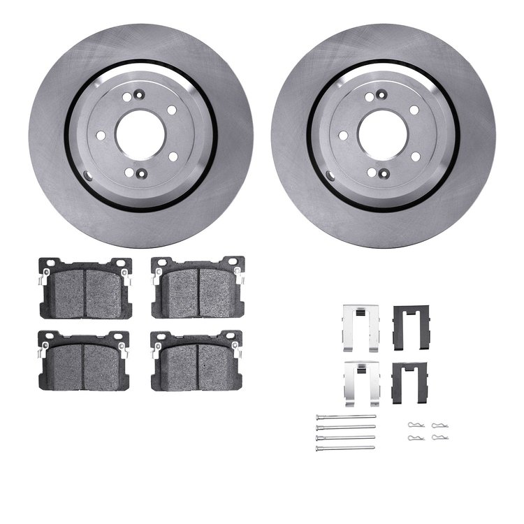 6312-10002 Brake Rotors with 3000-Series Ceramic Brake Pads Kit with Hardware, 2017-2020 Kia/Hyundai/Genesis, Position: Rear