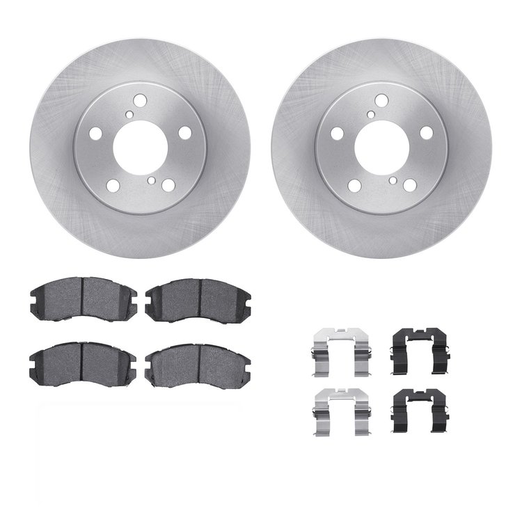 6312-13013 Brake Rotors with 3000-Series Ceramic Brake Pads Kit with Hardware, 1993-1996 Subaru, Position: Front
