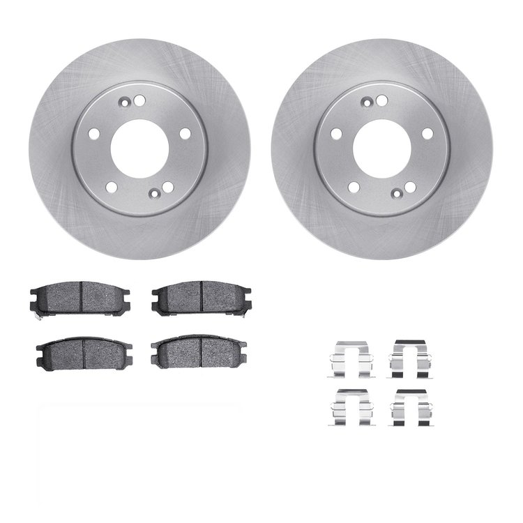 6312-13015 Brake Rotors with 3000-Series Ceramic Brake Pads Kit with Hardware, 1992-1997 Subaru, Position: Rear