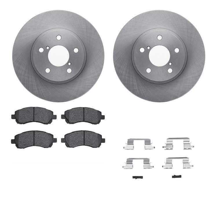 6312-13022 Brake Rotors with 3000-Series Ceramic Brake Pads Kit with Hardware, 1997-2001 Subaru, Position: Front