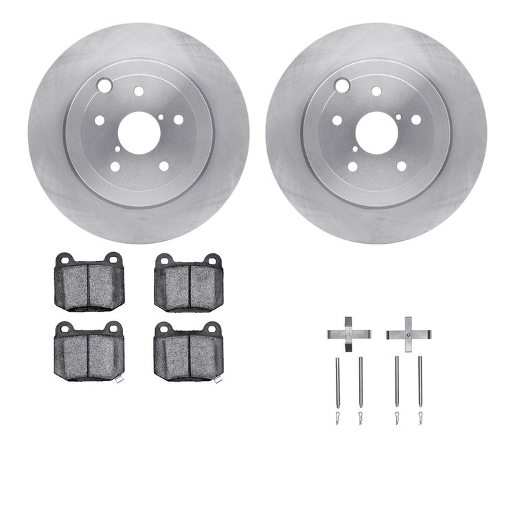 6312-13032 Brake Rotors with 3000-Series Ceramic Brake Pads Kit with Hardware, 2008-2020 Subaru, Position: Rear