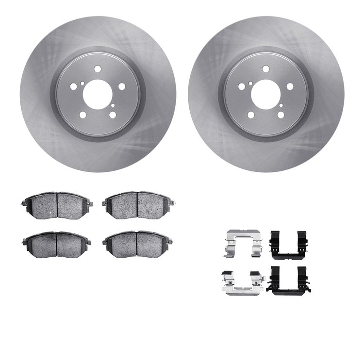 6312-13037 Brake Rotors with 3000-Series Ceramic Brake Pads Kit with Hardware, 2005-2018 Subaru, Position: Front