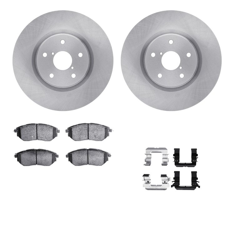 6312-13038 Brake Rotors with 3000-Series Ceramic Brake Pads Kit with Hardware, 2006-2021 Subaru, Position: Front