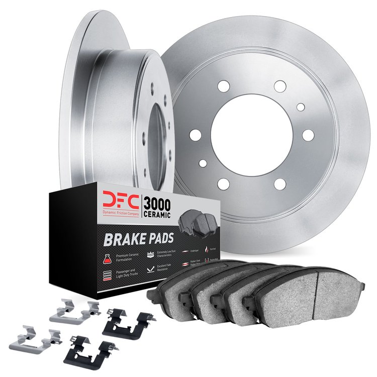 6312-16002 Brake Rotors with 3000-Series Ceramic Brake Pads Kit with Hardware, 1981-1986 Alfa Romeo, Position: Rear