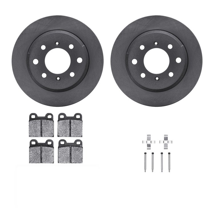 6312-16003 Brake Rotors with 3000-Series Ceramic Brake Pads Kit with Hardware, 1964-1974 Alfa Romeo, Position: Rear