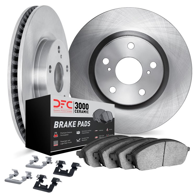 6312-16011 Brake Rotors with 3000-Series Ceramic Brake Pads Kit with Hardware, 2017-2020 Mopar, Position: Front