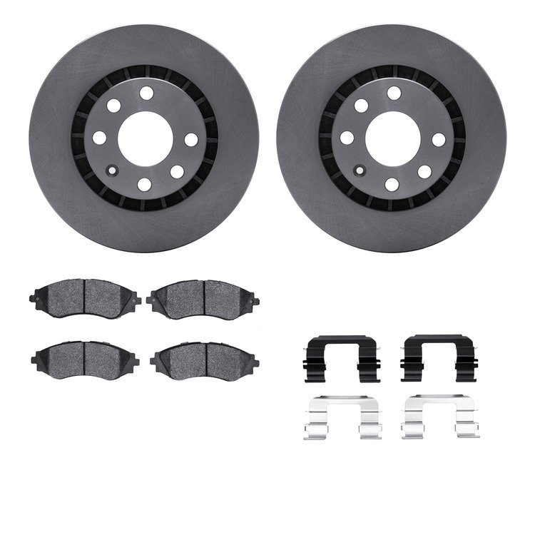 6312-18003 Brake Rotors with 3000-Series Ceramic Brake Pads Kit with Hardware, 1999-2002 GM, Position: Front
