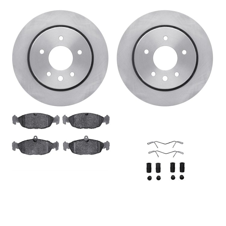 6312-20010 Brake Rotors with 3000-Series Ceramic Brake Pads Kit with Hardware, 1995-1997 Jaguar, Position: Rear