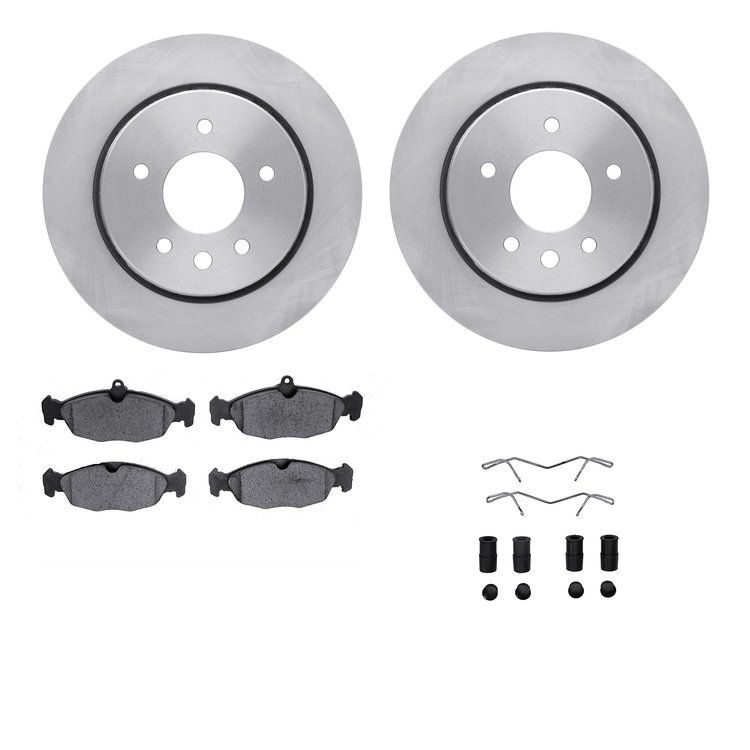 6312-20011 Brake Rotors with 3000-Series Ceramic Brake Pads Kit with Hardware, 1997-2006 Jaguar, Position: Rear