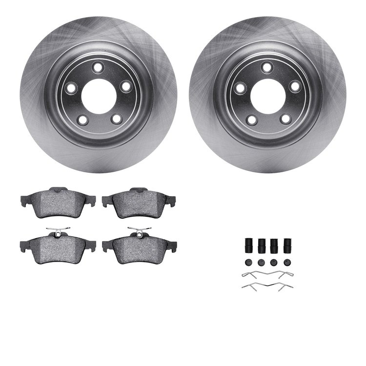 6312-20016 Brake Rotors with 3000-Series Ceramic Brake Pads Kit with Hardware, 2006-2008 Jaguar, Position: Rear