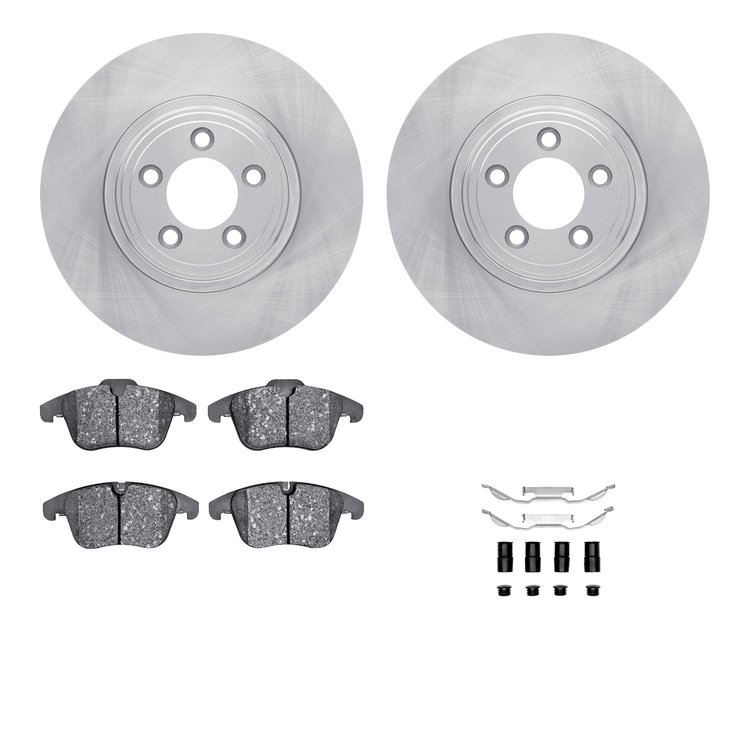6312-20019 Brake Rotors with 3000-Series Ceramic Brake Pads Kit with Hardware, 2006-2010 Jaguar, Position: Front