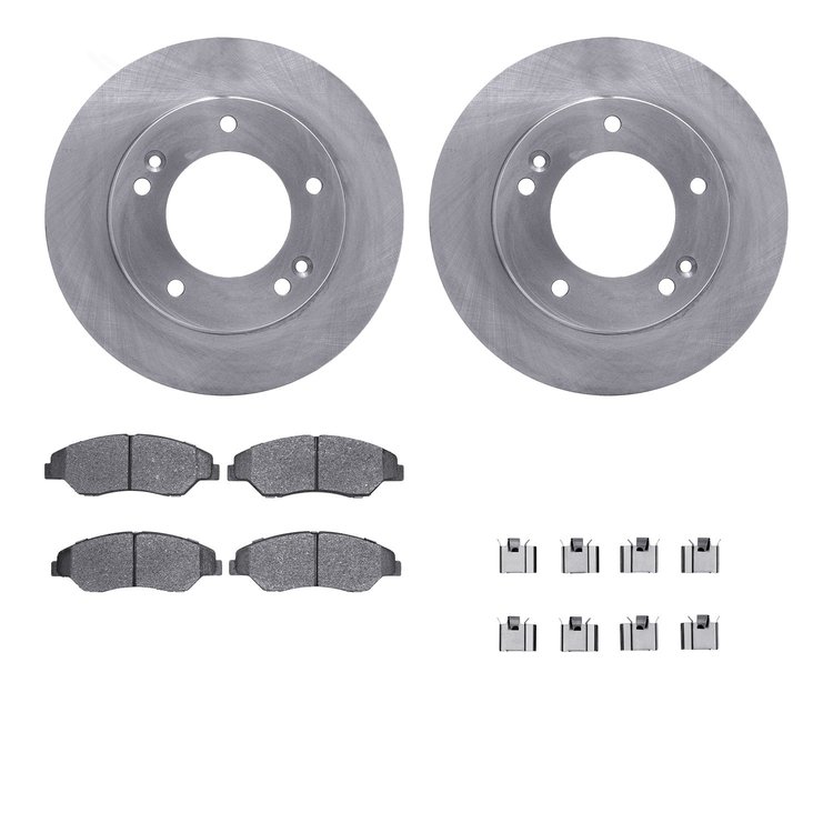 6312-21006 Brake Rotors with 3000-Series Ceramic Brake Pads Kit with Hardware, 1998-2002 Kia/Hyundai/Genesis, Position: Front