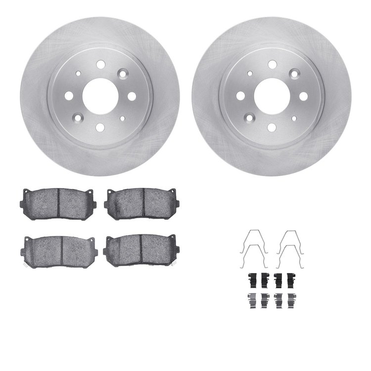 6312-21007 Brake Rotors with 3000-Series Ceramic Brake Pads Kit with Hardware, 1998-2003 Kia/Hyundai/Genesis, Position: Rear