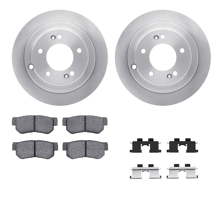 6312-21008 Brake Rotors with 3000-Series Ceramic Brake Pads Kit with Hardware, 2004-2006 Kia/Hyundai/Genesis, Position: Rear