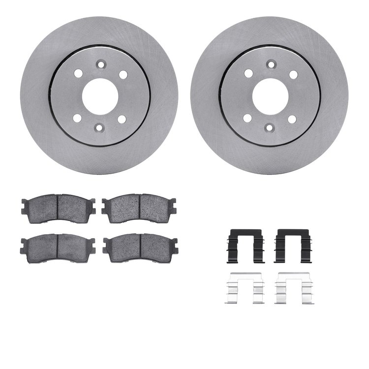6312-21012 Brake Rotors with 3000-Series Ceramic Brake Pads Kit with Hardware, 2001-2003 Kia/Hyundai/Genesis, Position: Front