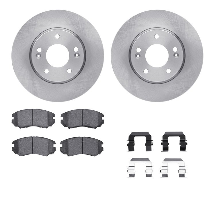 6312-21016 Brake Rotors with 3000-Series Ceramic Brake Pads Kit with Hardware, 2010-2011 Kia/Hyundai/Genesis, Position: Front