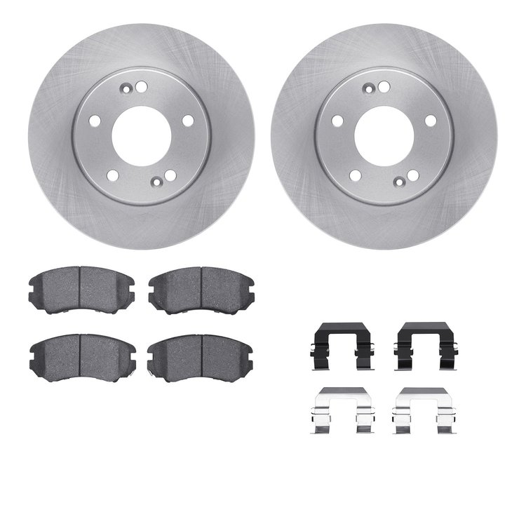 6312-21017 Brake Rotors with 3000-Series Ceramic Brake Pads Kit with Hardware, 2010-2011 Kia/Hyundai/Genesis, Position: Front