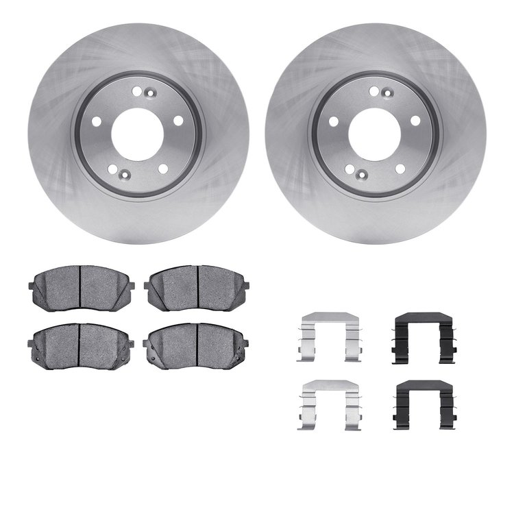 6312-21024 Brake Rotors with 3000-Series Ceramic Brake Pads Kit with Hardware, 2015-2017 Kia/Hyundai/Genesis, Position: Front