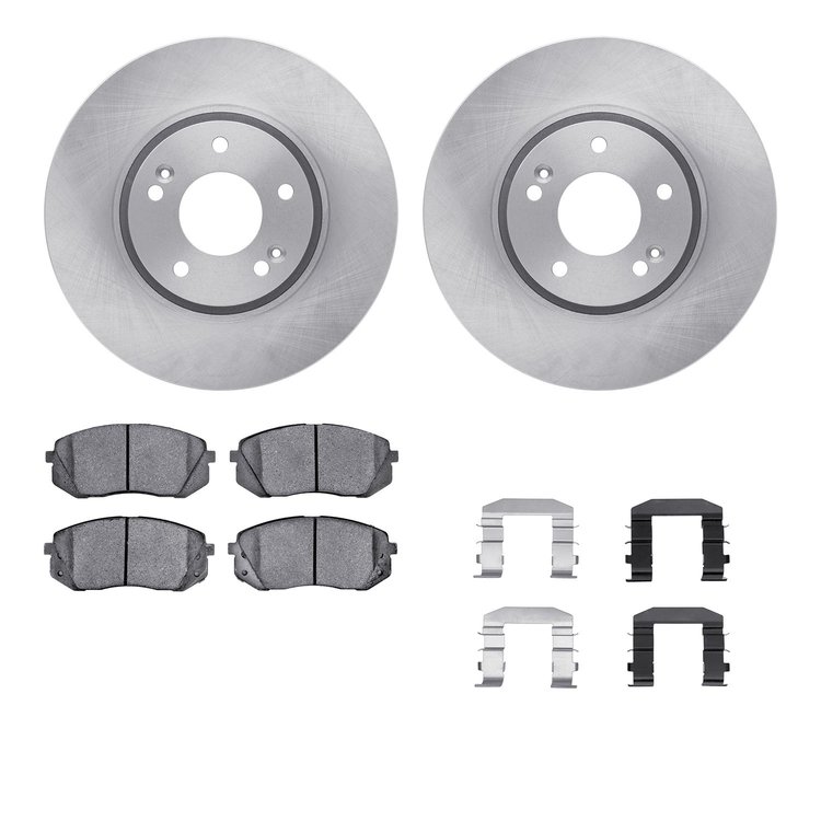 6312-21025 Brake Rotors with 3000-Series Ceramic Brake Pads Kit with Hardware, 2012-2016 Kia/Hyundai/Genesis, Position: Front