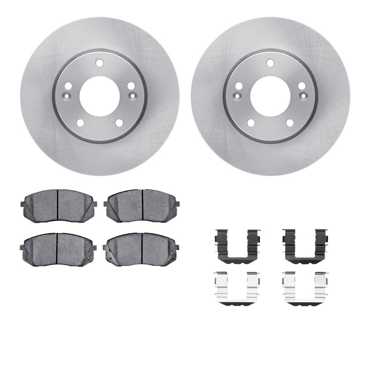 6312-21026 Brake Rotors with 3000-Series Ceramic Brake Pads Kit with Hardware, 2007-2010 Kia/Hyundai/Genesis, Position: Front