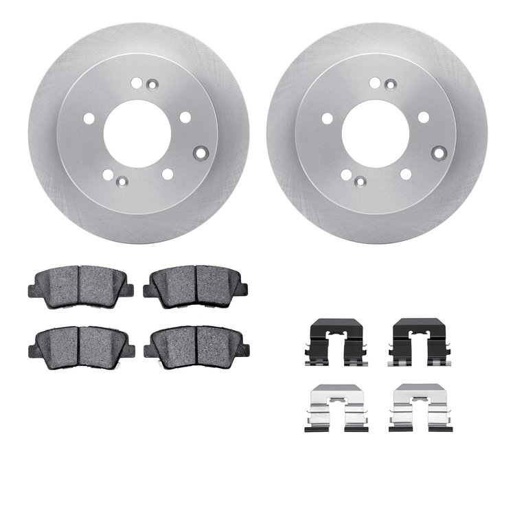 6312-21028 Brake Rotors with 3000-Series Ceramic Brake Pads Kit with Hardware, 2010-2013 Kia/Hyundai/Genesis, Position: Rear