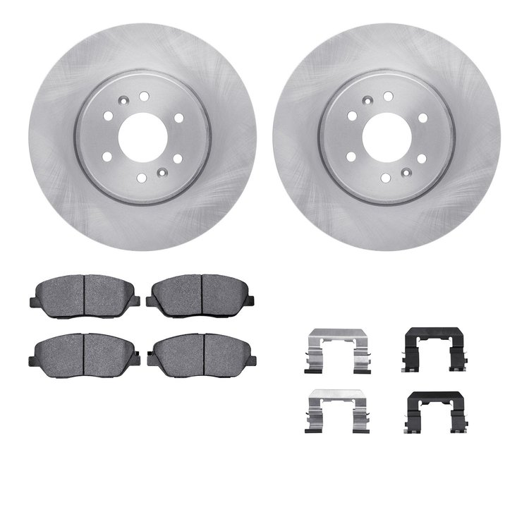 6312-21029 Brake Rotors with 3000-Series Ceramic Brake Pads Kit with Hardware, 2009-2010 Kia/Hyundai/Genesis, Position: Front