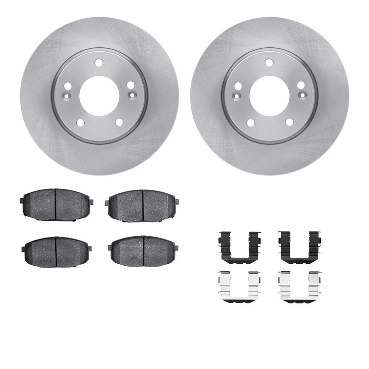 6312-21030 Brake Rotors with 3000-Series Ceramic Brake Pads Kit with Hardware, 2010-2013 Kia/Hyundai/Genesis, Position: Front