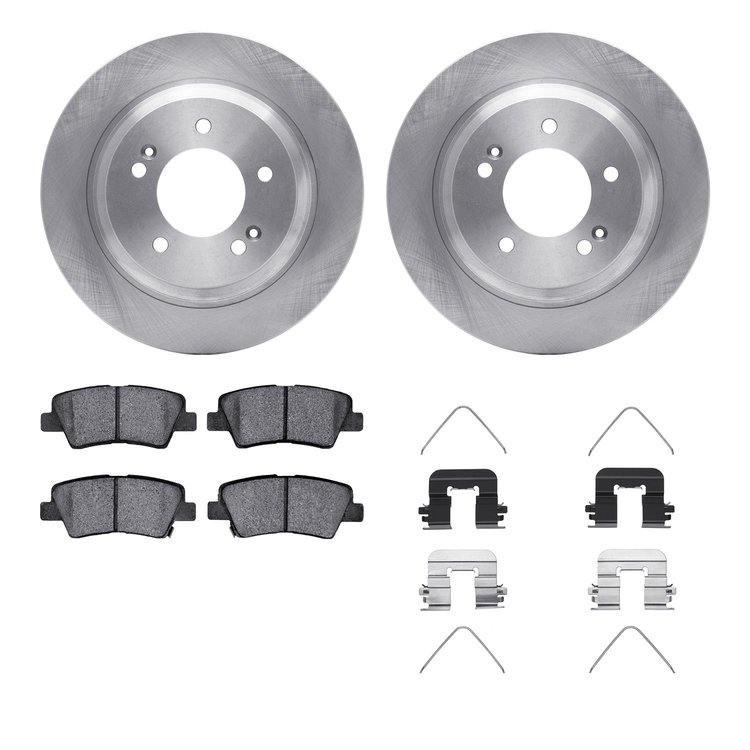 6312-21035 Brake Rotors with 3000-Series Ceramic Brake Pads Kit with Hardware, Fits Select Kia/Hyundai/Genesis, Position: Rear