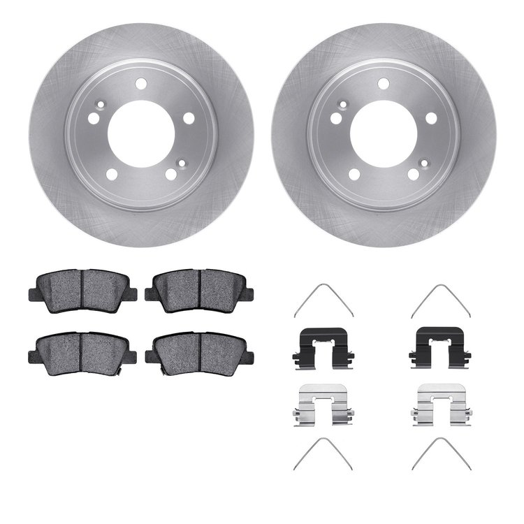 6312-21036 Brake Rotors with 3000-Series Ceramic Brake Pads Kit with Hardware, Fits Select Kia/Hyundai/Genesis, Position: Rear