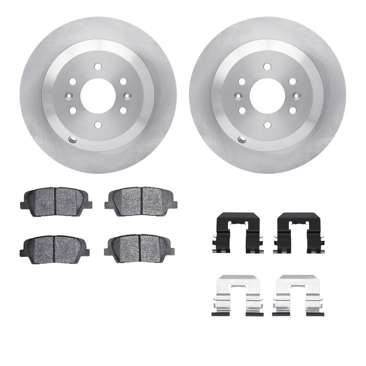 6312-21041 Brake Rotors with 3000-Series Ceramic Brake Pads Kit with Hardware, 2009-2010 Kia/Hyundai/Genesis, Position: Rear