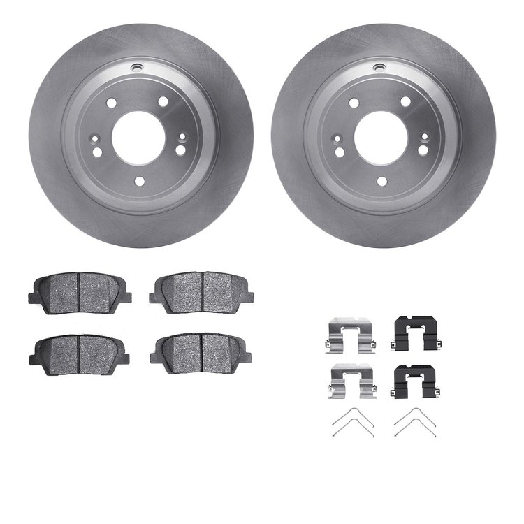 6312-21043 Brake Rotors with 3000-Series Ceramic Brake Pads Kit with Hardware, Fits Select Kia/Hyundai/Genesis, Position: Rear