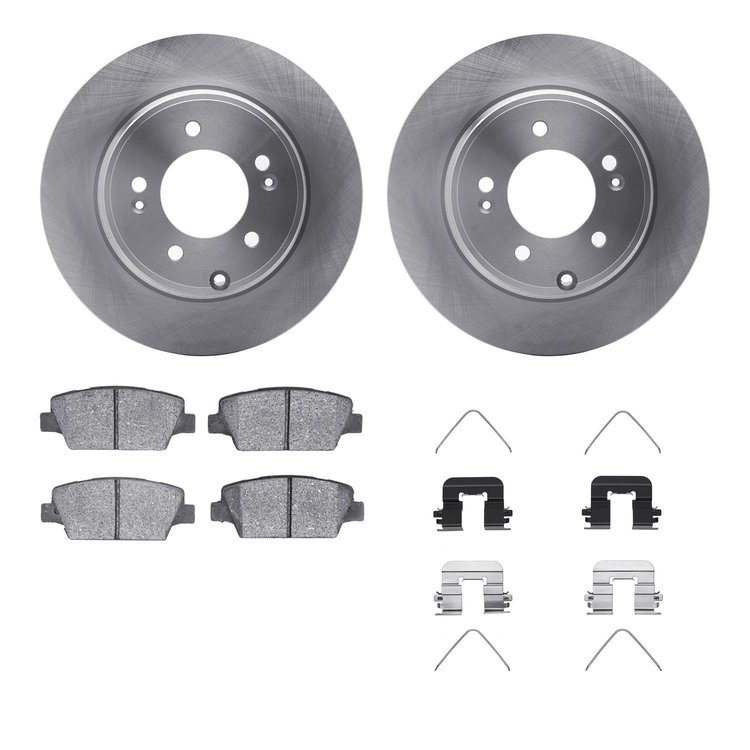 6312-21045 Brake Rotors with 3000-Series Ceramic Brake Pads Kit with Hardware, 2017-2019 Kia/Hyundai/Genesis, Position: Rear