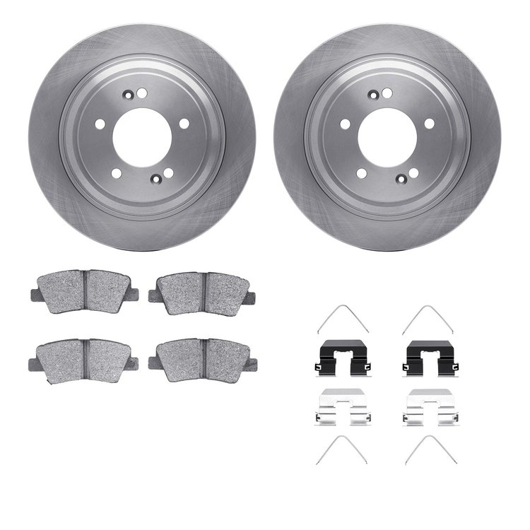 6312-21046 Brake Rotors with 3000-Series Ceramic Brake Pads Kit with Hardware, 2017-2020 Kia/Hyundai/Genesis, Position: Rear